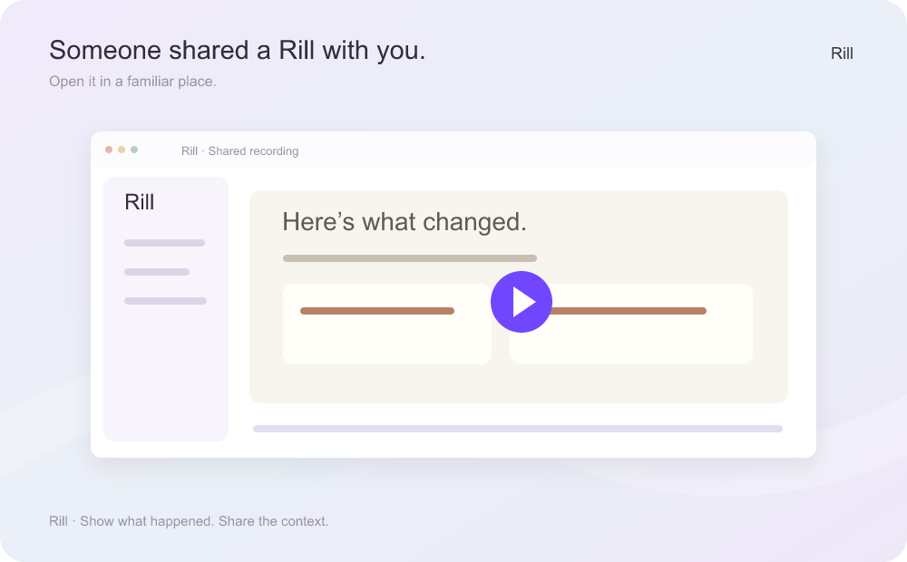 Illustration of a shared recording inside the Rill workspace.